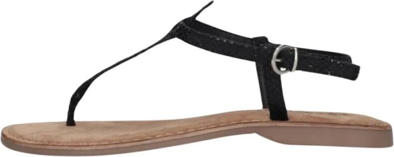 Lazamani Zwarte sandalen met reptielstructuur