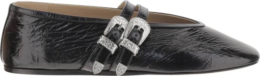 Le Monde Beryl Ballerina flats van gelamineerd leer zwart