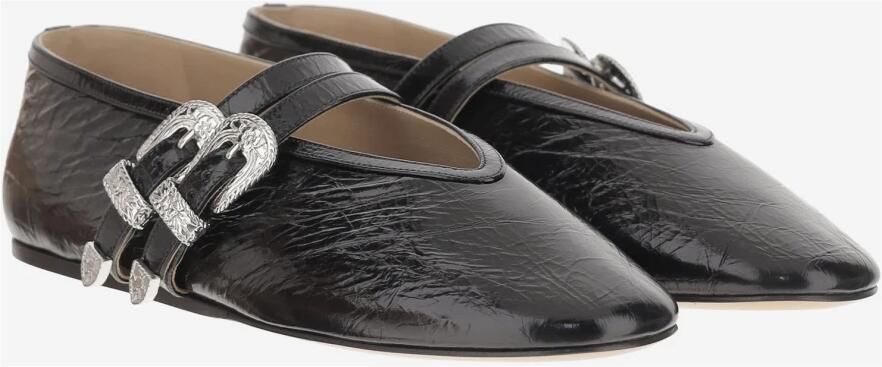 Le Monde Beryl Ballerina flats van gelamineerd leer zwart