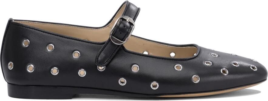 Le Monde Beryl Stijlvolle geperforeerde leren balletflats Black Dames