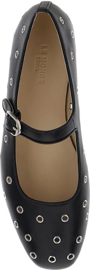 Le Monde Beryl Stijlvolle geperforeerde leren balletflats Black Dames