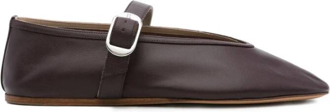 Le Monde Beryl Paarse Leren Gesp Sluiting Platte Schoenen