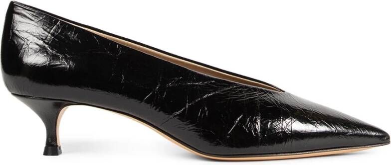 Le Monde Beryl Zwarte leren kittenhak schoenen