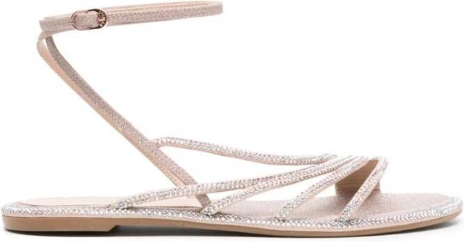 Le Silla Beige Geitenleren Sandalen met Kristalversiering Pink Dames