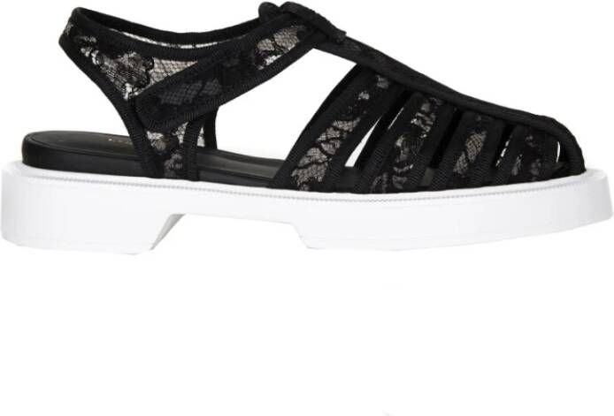 Le Silla Elegante platte sandalen met stoffen details Black Dames