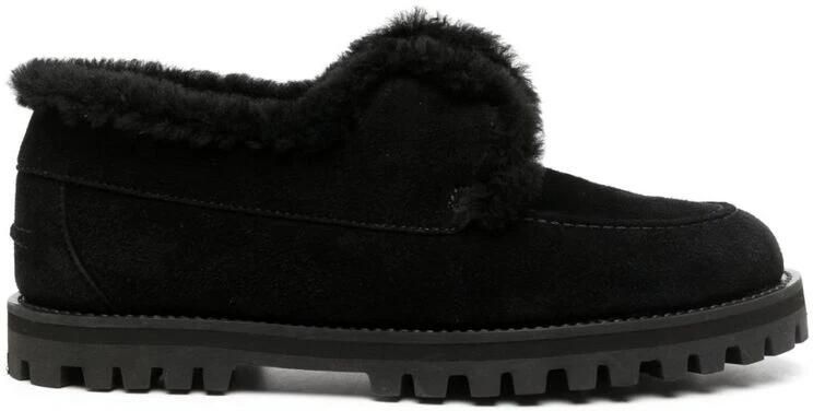 Le Silla Zwarte Suède Shearling Instappers