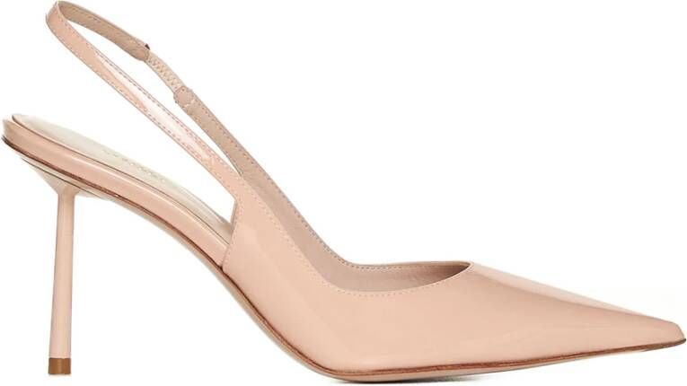 Le Silla Patent Finish Pointed Toe Slingback Heels Beige Dames