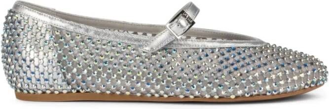 Le Silla Zilveren Kristal PVC Nylon Leren Sandalen