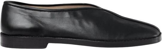 Lemaire Platte Piped Pantoffels in Zwart Leer Black Heren