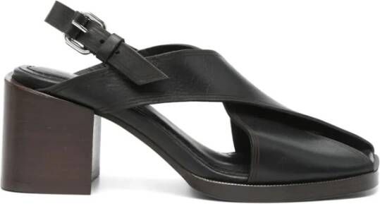 Lemaire Zwarte kruis sandalen met 80 mm hak