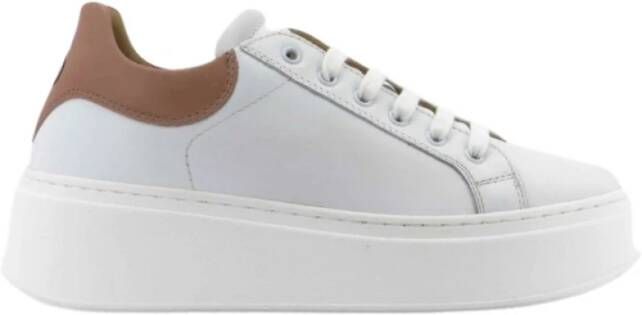 Lemaré Wit Nude Leren Sneakers 50mm Hak