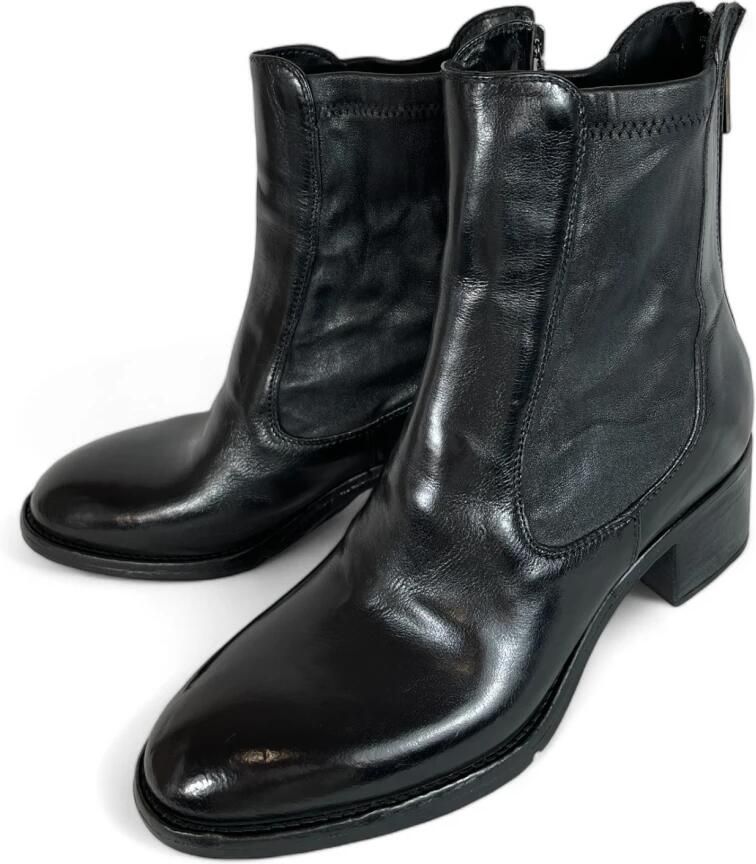 Lemargo Ranch Stretch Leren Enkellaars Zwart