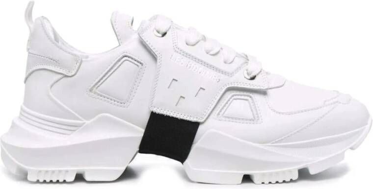 Les Hommes Zwarte Kalfsleren Lage Sneakers