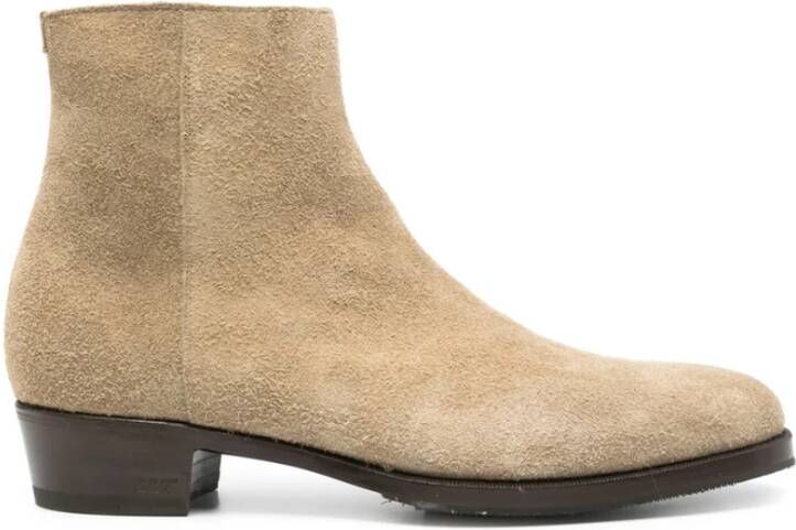 Lidfort Beige Side Zip Stacked Heel Schoenen