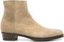Lidfort Beige Side Zip Stacked Heel Schoenen - Thumbnail 1