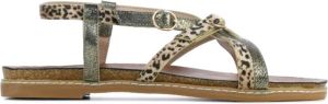 Lina Locchi Sandalen Dames Slippers Leer Dierenprint L1043 Multicolour