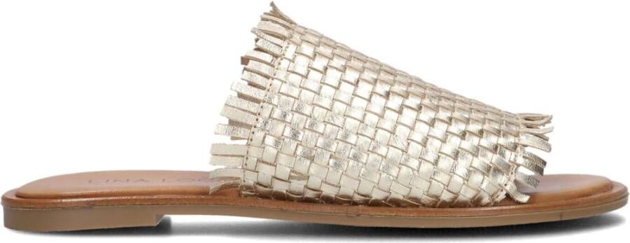 Lina Locchi Gouden Leren Slippers Yellow Dames