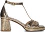 Lina Locchi Sandalen Dames Damesschoenen Leer Plateauhak hoogte 8 cm L1268 Goud - Thumbnail 3