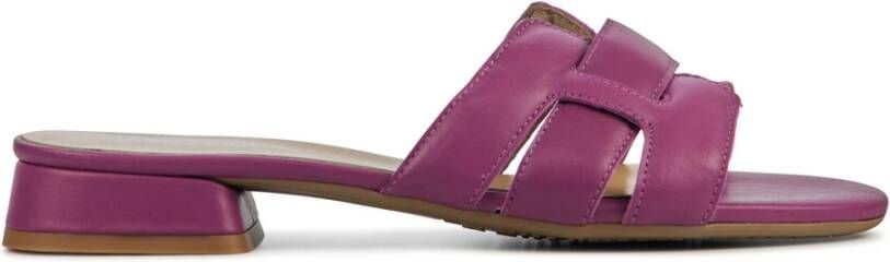 Lina Locchi Aubergine Leren Pantoffels Purple Dames