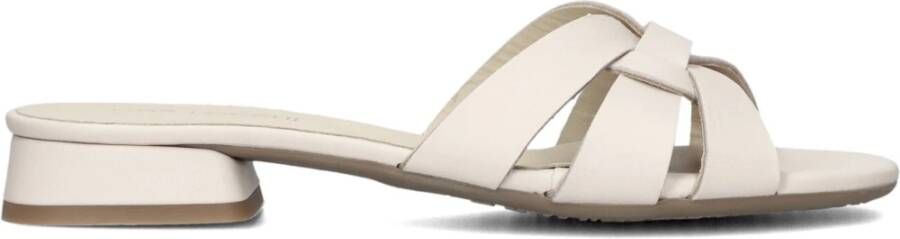 LINA LOCCHI Slippers Dames Led Knoop Slipper Maat: 40 Materiaal: Leer Kleur: Wit