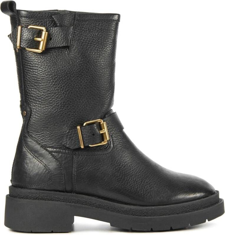 Lina Locchi Biker boots Dames Laarzen Damesschoenen Leer L1316 Zwart