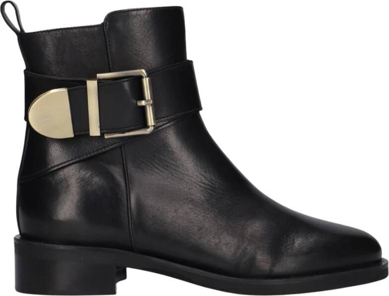 Lina Locchi Zwarte Leren Enkellaarzen Black Dames