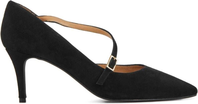 Lina Locchi Zwarte Suède Pumps met Puntige Neus Black Dames