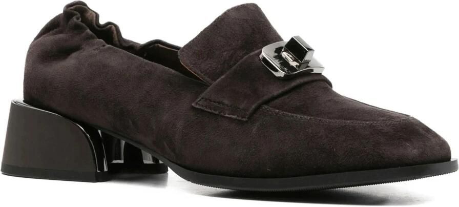 Linda Baumann Loafers van leer met krokodillenreliëf