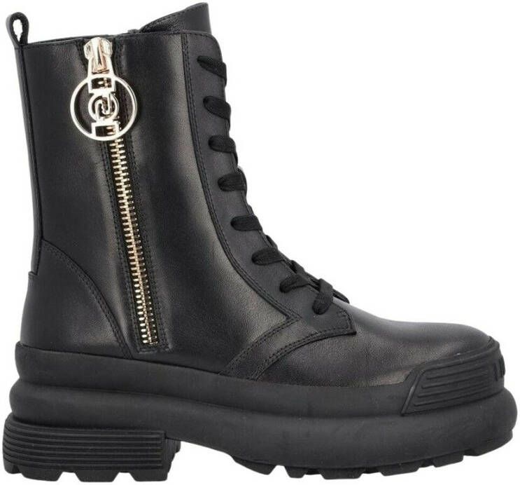 Liu Jo Leren Veterschoenen Black Dames