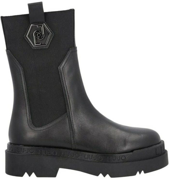 Liu Jo LIUJO enkellaars leer Love 34 met elastisch enkel zilver nikkel logo Zwart Maat : - Foto 4