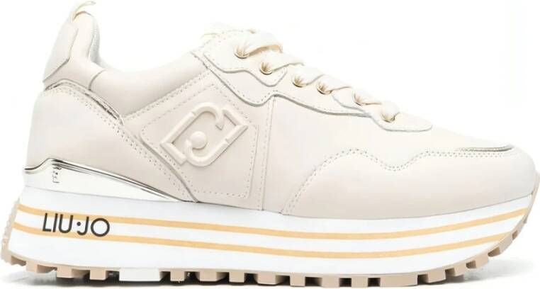 Liu Jo Witte leren sneakers met tonale logo en metallic detail Wit Dames - Foto 8