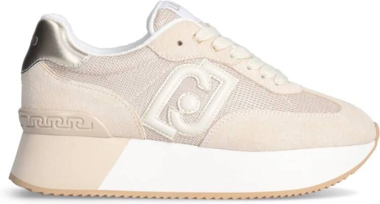 Liu Jo Beige Leren Suède Mesh Sneakers