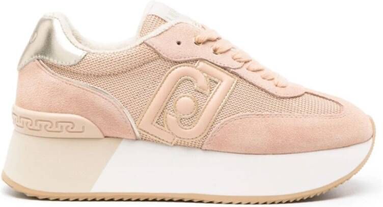 Liu Jo Beige Logo Sneakers met Suède en Mesh Panelen Beige Dames