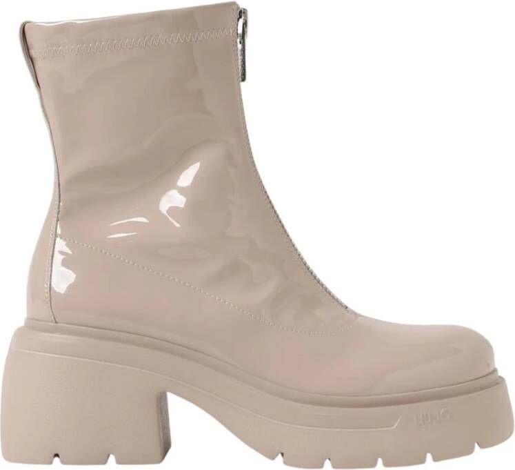 Liu Jo Beige Patent Leren Enkellaarzen