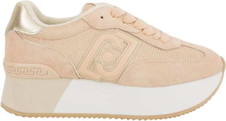 Liu Jo Beige Logo Sneakers met Suède en Mesh Panelen Beige Dames