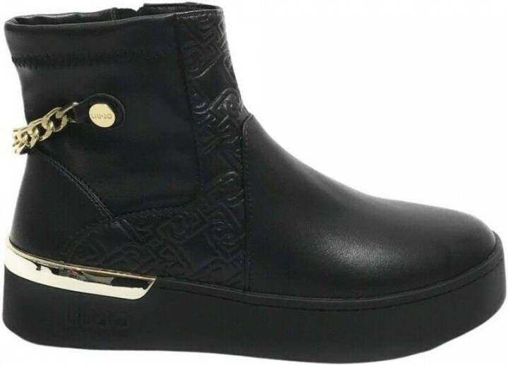 Liu Jo Zwarte leren enkellaars met ritssluiting en vetersluiting Zwart Dames - Foto 14