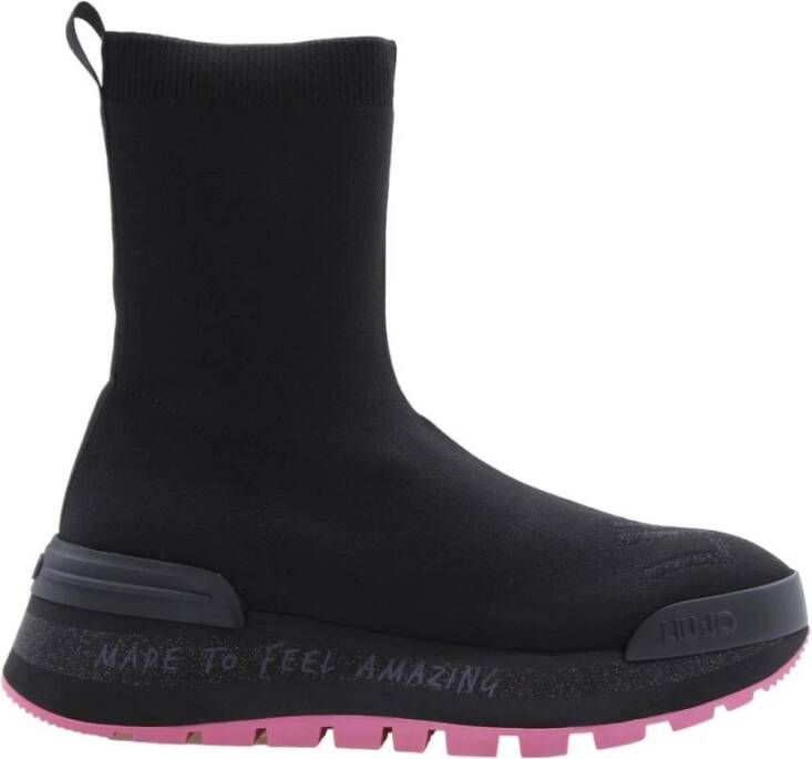 Liu Jo Zwarte leren enkellaars met ritssluiting en vetersluiting Zwart Dames - Foto 9