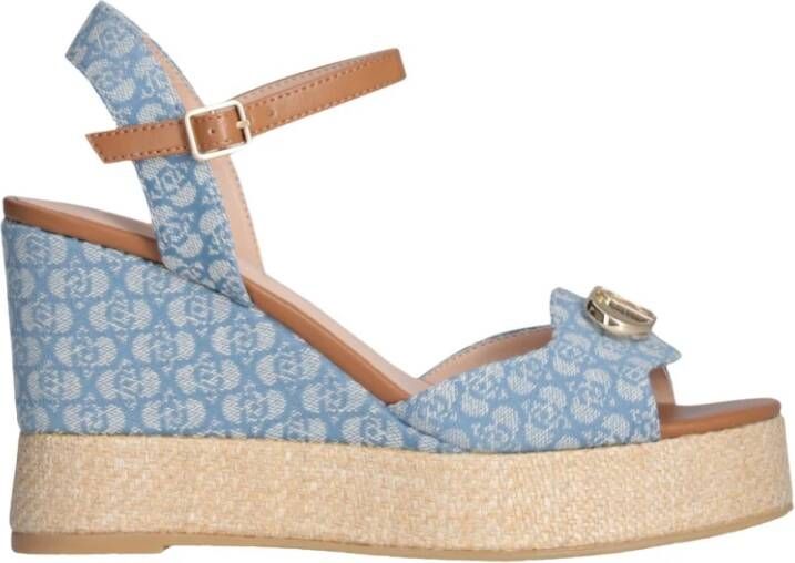 Liu Jo Denim Monogram Wedge Sandalen