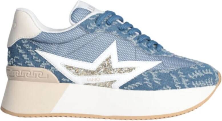 Liu Jo Denim Sneakers met Glitterdetail Blue Dames - Foto 4
