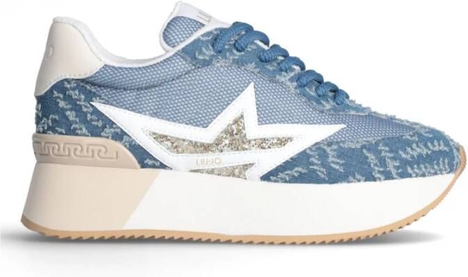 Liu Jo Denim Sneakers met Glitterdetail Blue Dames - Foto 3