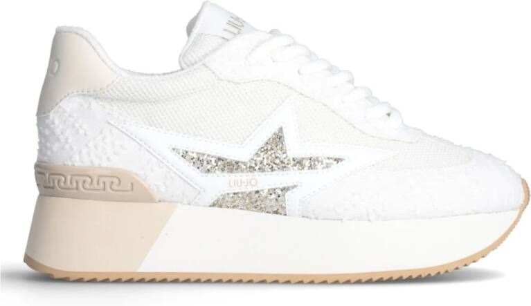 Liu Jo Witte Glitter Stella Platte Schoenen White Dames