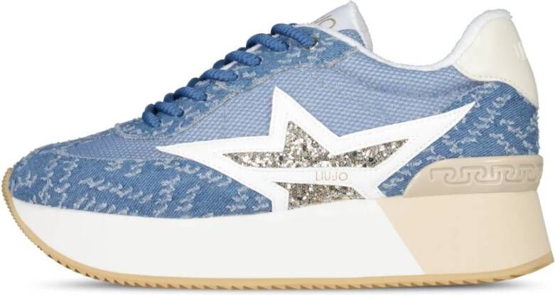 Liu Jo Dromerige Denim Sneakers Blue Dames