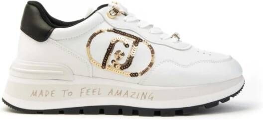 Liu Jo Amazing 20 White Gold Sequin Logo Sneakers