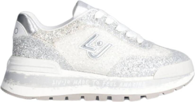 Liu Jo Glitter Zilveren Platte Sneakers Gray Dames