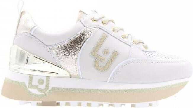 Liu Jo Leather sneakers with crackle details Beige Dames