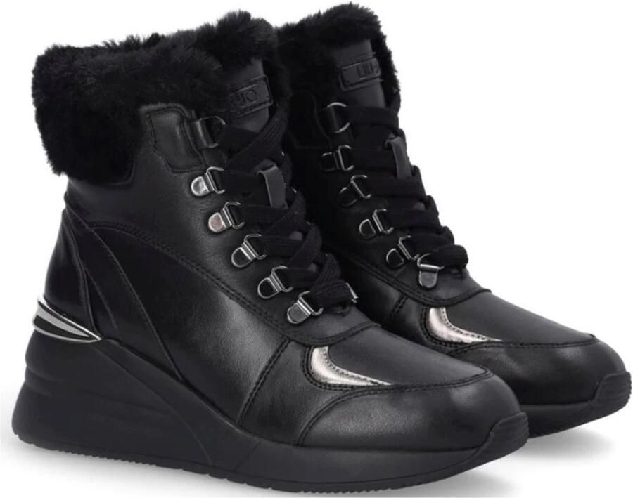 Liu Jo Alyssa 05 Mid Sneaker Leren Veterschoenen Zwart Dames - Foto 3