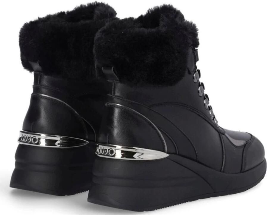 Liu Jo Alyssa 05 Mid Sneaker Leren Veterschoenen Zwart Dames - Foto 2