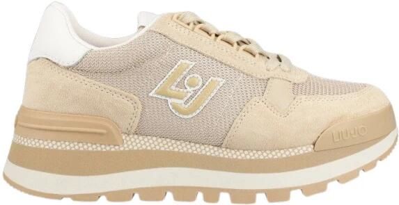 Liu Jo Beige Lage Sneakers met Leren Afwerking en Mesh Panelen Beige Dames