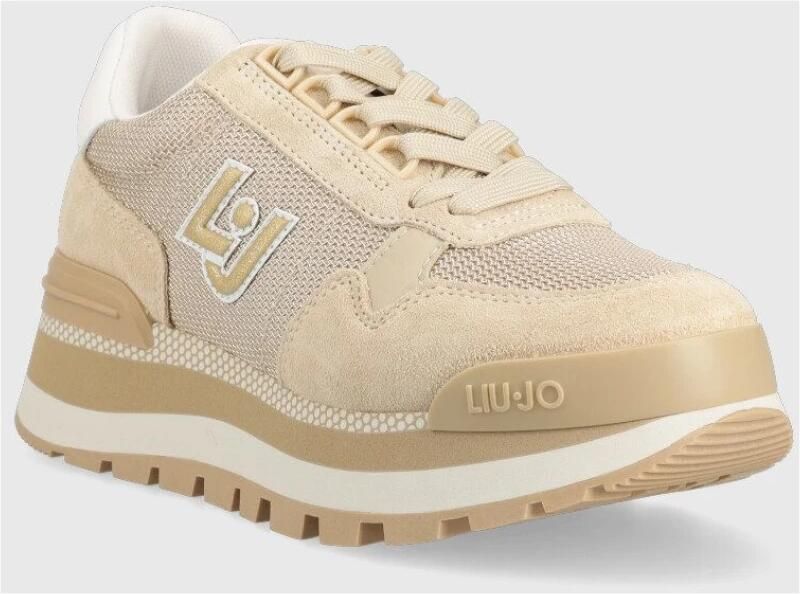 Liu Jo Beige Lage Sneakers met Leren Afwerking en Mesh Panelen Beige Dames - Foto 4