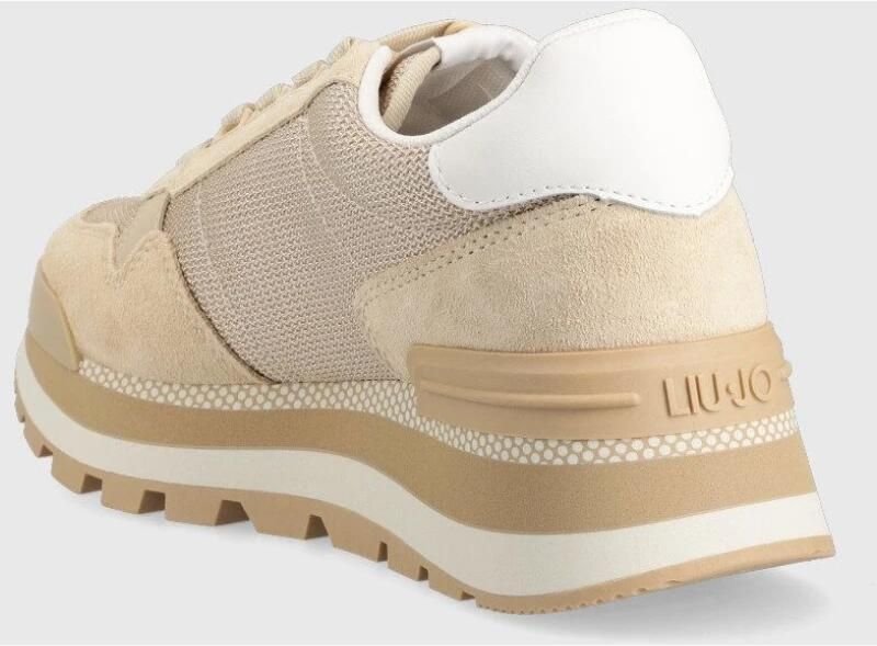 Liu Jo Beige Lage Sneakers met Leren Afwerking en Mesh Panelen Beige Dames - Foto 5